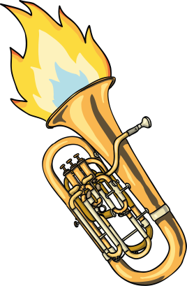 Illustratie euphonium waar vlammen uitkomen
